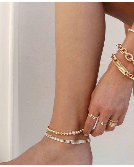 Ettika Metallic Rhinestone Baguette Anklet
