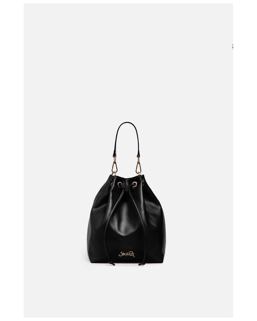 Silver & Riley Madison Drawstring Leather Bucket Bag in White | Lyst