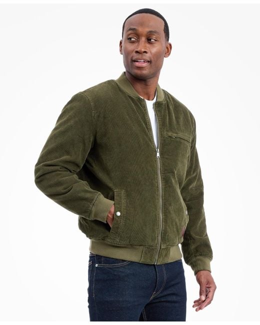 Lucky Brand Men's Green Zippered Bomber Jacket