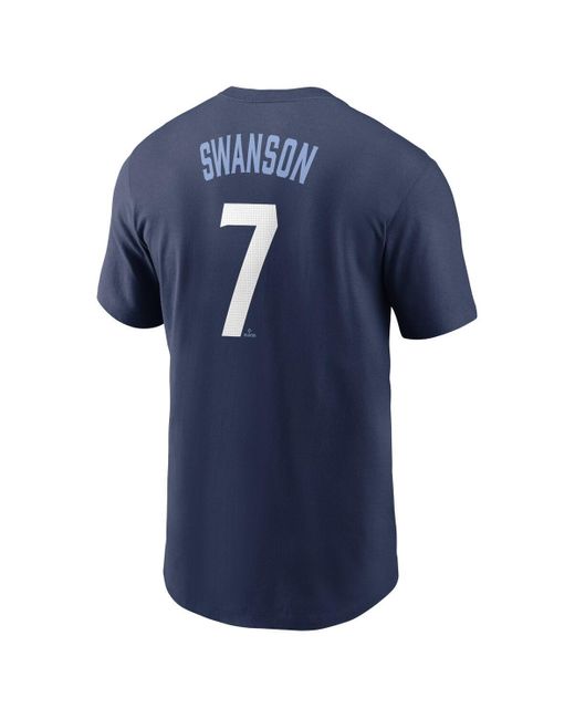 Nike Blue Dansby Swansonâ Navy Chicago Cubs City Connect Fuse Name Number T-shirt for men