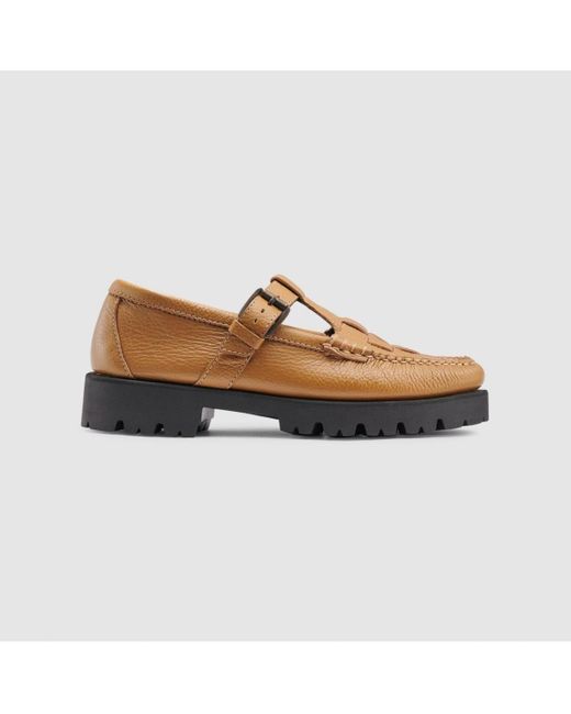 G.H.BASS White Mary Jane Fisherman Super Lug Weejuns Loafer
