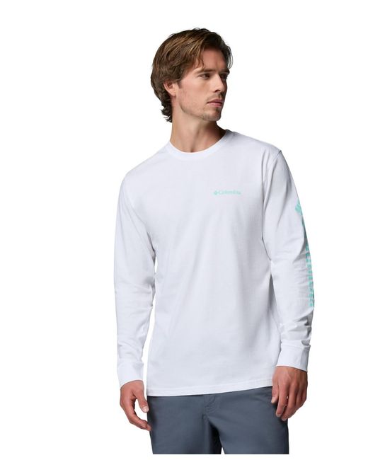 Columbia White Fundamental Graphic Long-sleeve T-shirt for men