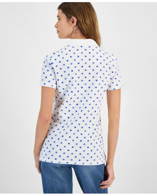 Tommy Hilfiger White Dot Print Short Sleeve Polo Shirt