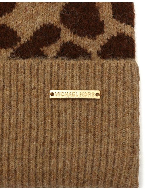 Michael Kors Brown Michael Leopard Crown Cuff Beanie