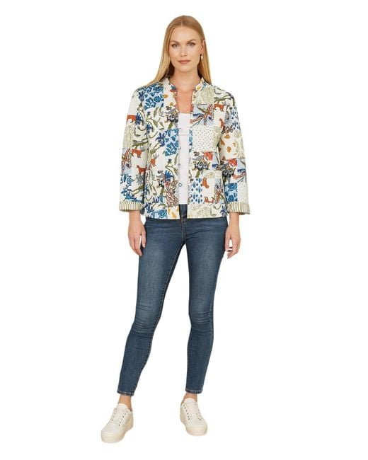 Yumi' Blue Indian Patchwork Reversible Jacket