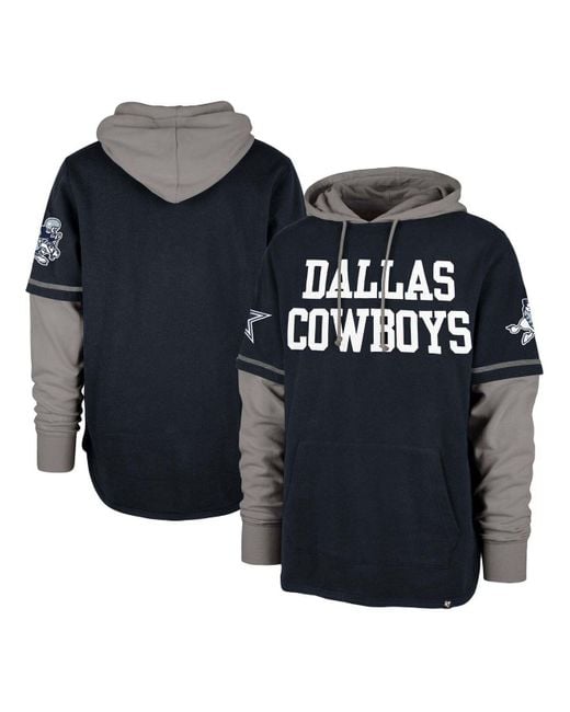 47 Brand Black Navy Dallas Cowboys Shortstop Pullover Hoodie for men