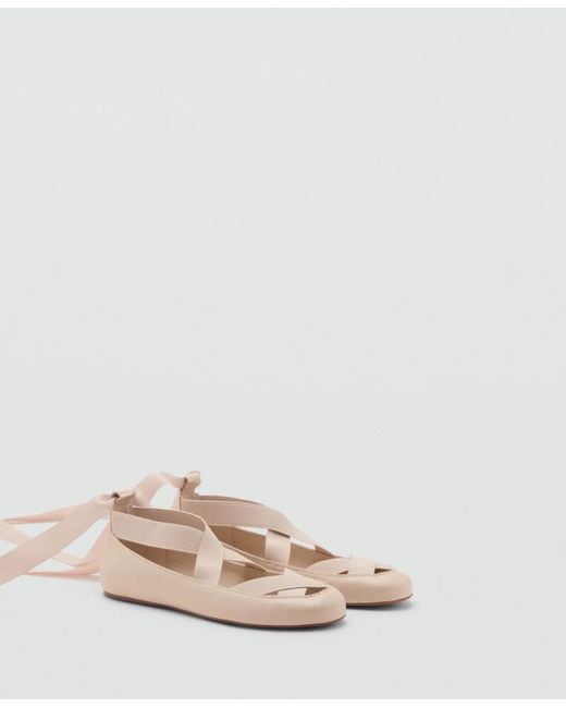 Mango Natural Criss-cross Strap Ballet Flats