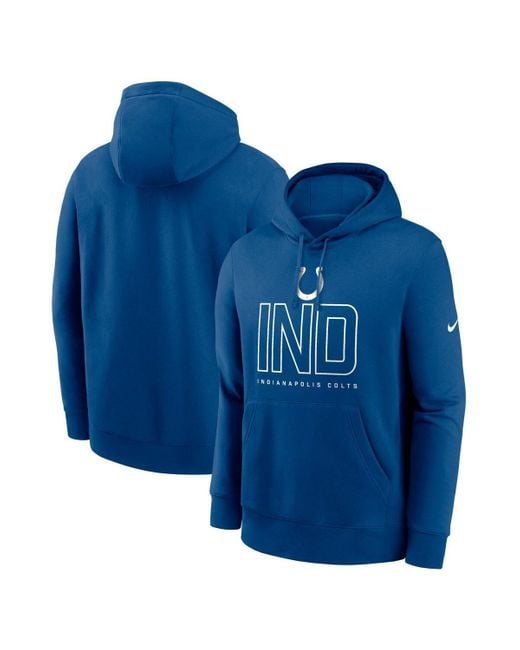 Nike Blue Indianapolis Colts Busted Play Club Fleece Pullover Hoodie for men