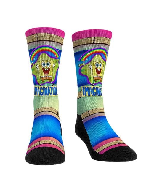Rock Em Socks Blue And Spongebob Squarepants Imagination Crew Socks