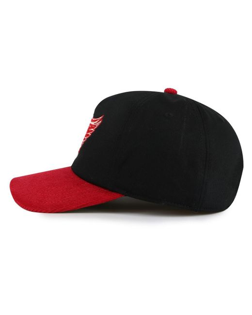 American Needle Black/red Detroit Red Wings Burnett Adjustable Hat for men