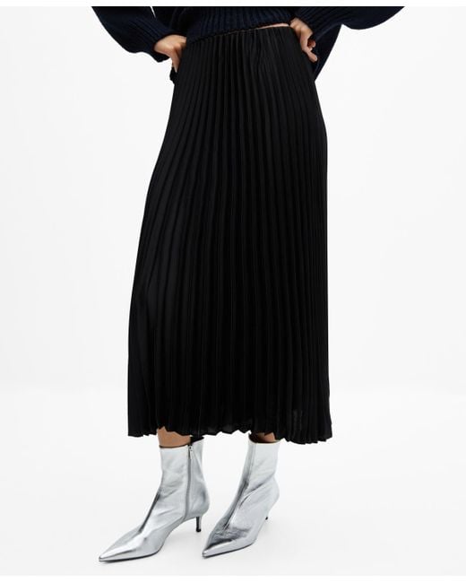 Mango Black Pleated Midi Skirt