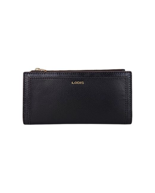Lodis Black Deluxe Leather Zip Around Wallet