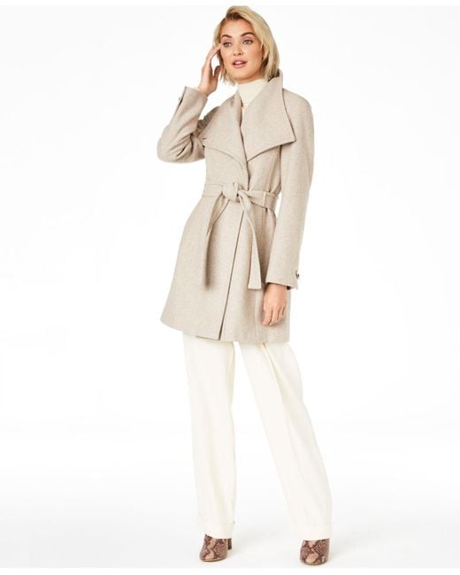 Calvin Klein Wool Asymmetrical Belted Wrap Coat, Created For Macy's in