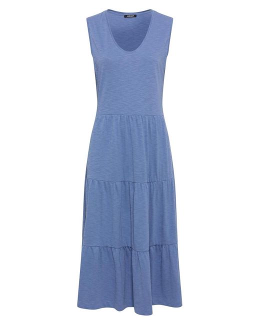 Olsen Blue 100% Cotton Sleeveless Tiered Midi Dress