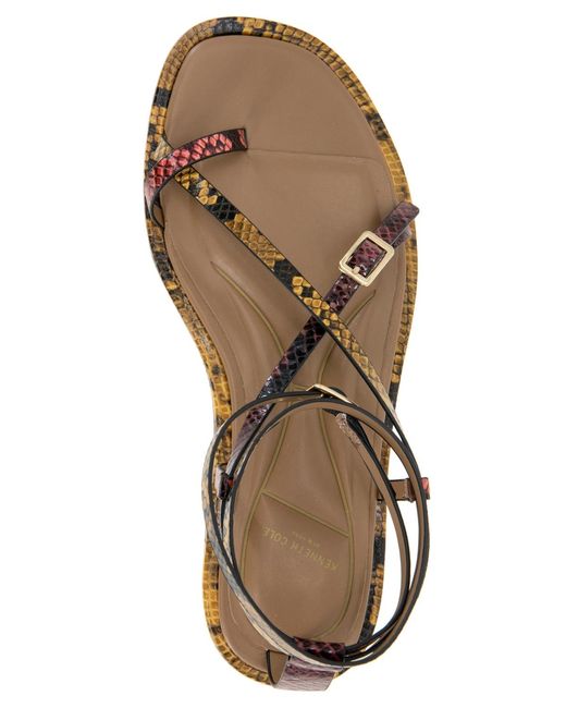 Kenneth Cole Metallic Paros Square Toe Flat Sandals