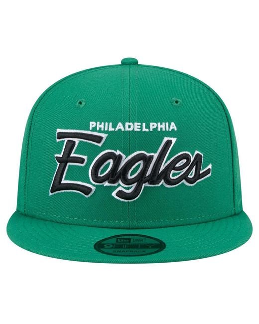 KTZ Green Philadelphia Eagles Main Script 9fifty Snapback Hat for men