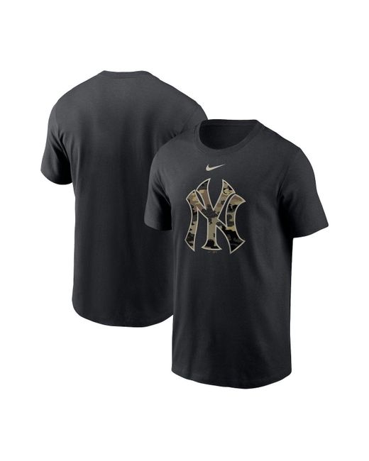 Nike Cotton Black New York Yankees Team Camo Logo T-shirt for Men | Lyst