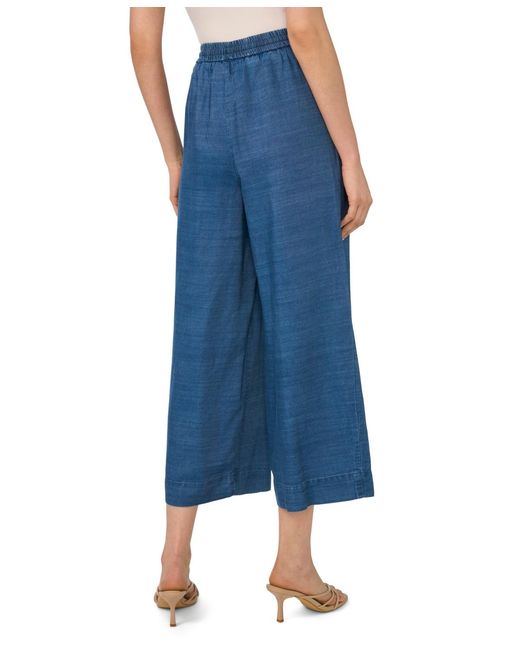 Cece Blue Scallop Chambray Pull-on Pants