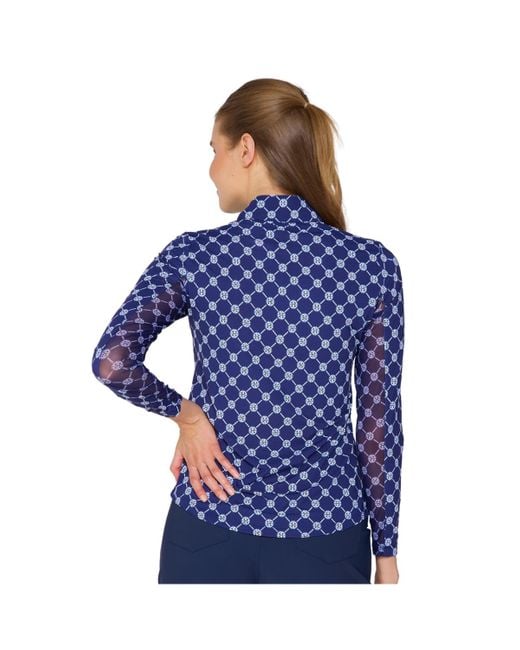 G Lifestyle Clothing Blue G Lifestyle Long Sleeve Mock Neck Top