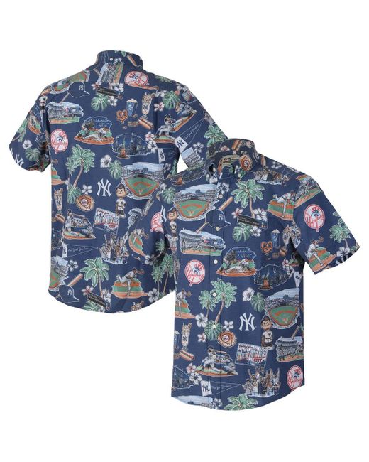 Reyn Spooner Blue New York Yankees Scenic Tri-blend Button-down Shirt for men