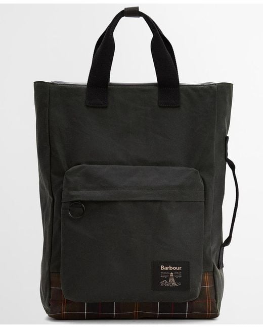Barbour Black Field Wax Zipper Large Backpack for men