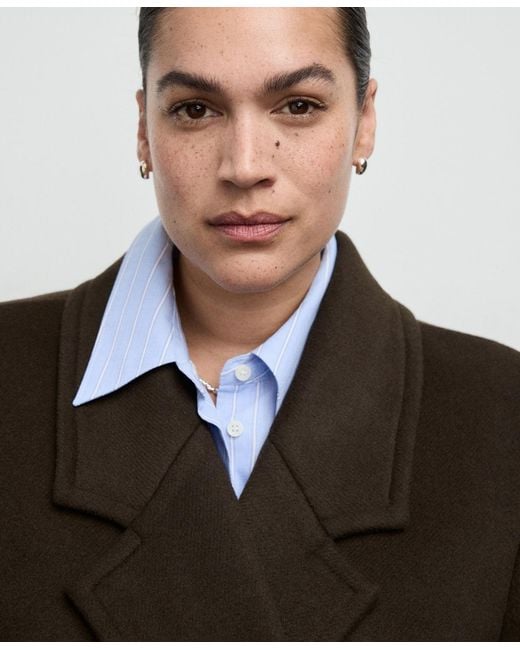 Mango Black Double-breasted Wool Coat