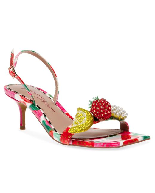 Betsey Johnson Pink Colson Fruit Kitten-heel Dress Sandals