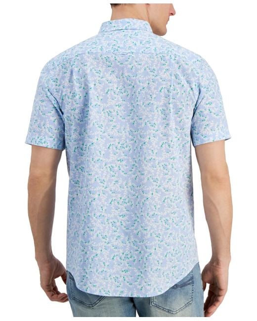 Club Room Blue Vine Patterned Short-sleeve Shirt for men