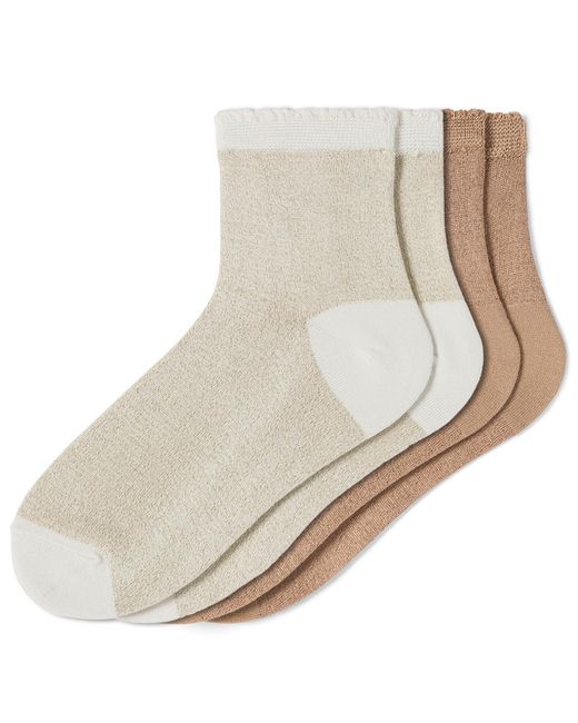 Hue White 2-pack Metallic Opaque Anklet Socks