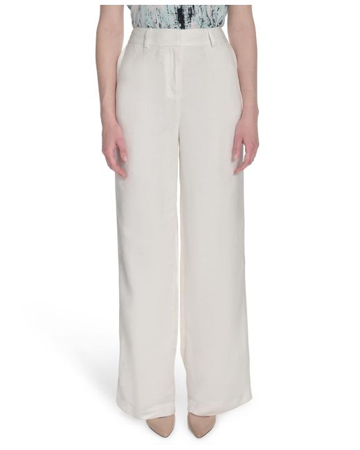 Calvin Klein White Linen Blend Wide-leg Pants
