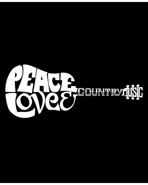 LA Pop Art Black Peace Love Country Word Art Long Sleeve T-shirt for men