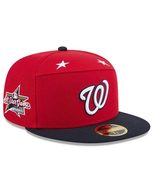KTZ Red/navy Washington Nationals 2025 Mlb All-star Game Side Patch 59fifty Fitted Hat for men