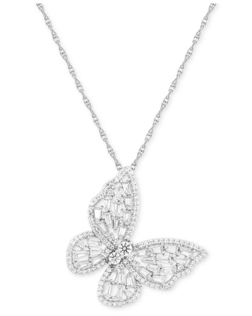 Macy's Lab-grown White Sapphire Butterfly 18" Pendant Necklace (2-1/4 Ct. T.w.)