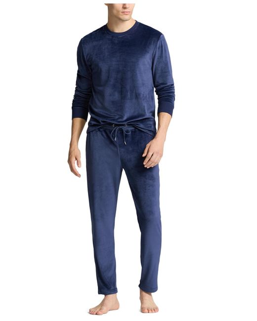 Polo Ralph Lauren Blue Velour Crewneck Pajama T-shirt for men