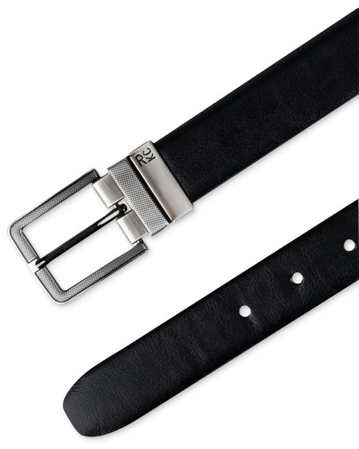 Kenneth Cole Black Reversible Faux-leather Harness-buckle Belt for men