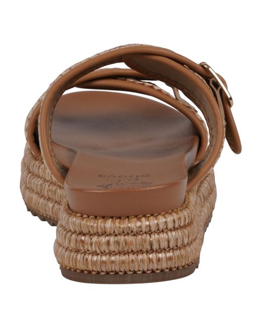 Gc Shoes Brown Lorena Woven Double Band Slide Platform Sandals