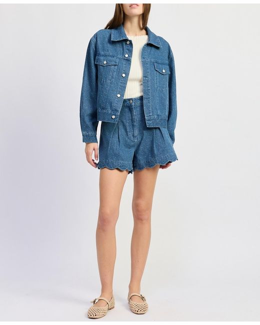 En Saison Blue Heidi Collared Denim Jacket