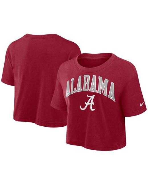 Nike Red Alabama Tide Power Pursuit Athletic Prep Arch Performance Cropped T-shirt