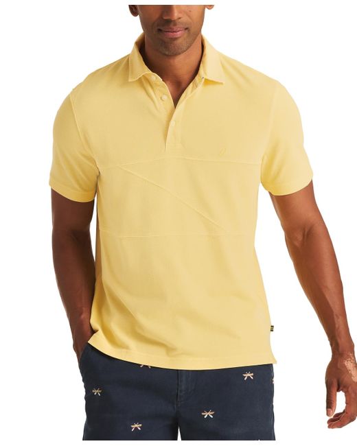 Nautica Yellow Textured Pieced Pique Short Sleeve Polo Shirt for men