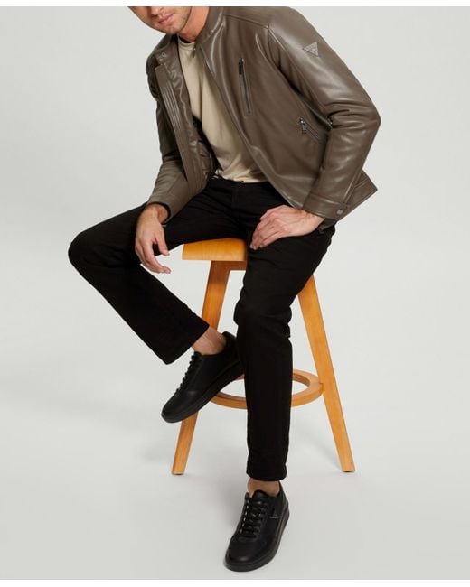 Guess Natural Leather Biker Jacket for men