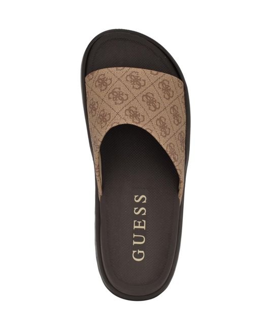 Guess Brown Magaria Branded Elevated Pool Slides for men