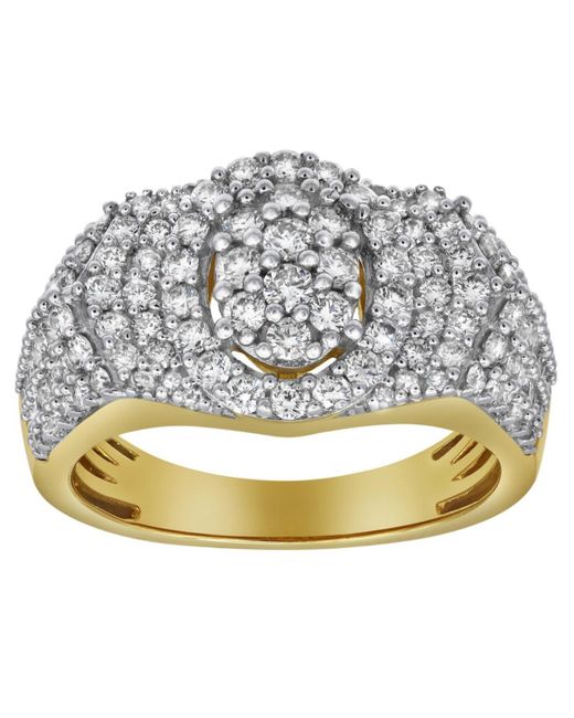 LuvMyJewelry Metallic Spotlight Natural Certified Diamond 1.98 Cttw Round Cut 14k Gold Statement Ring for men