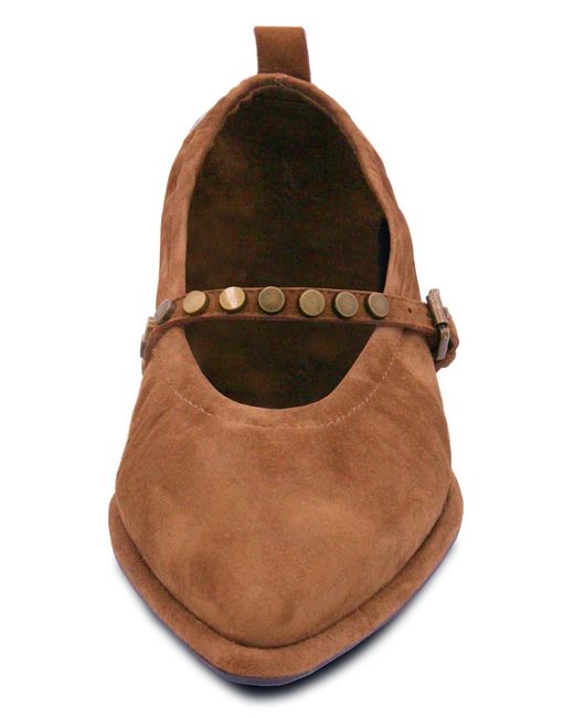 Ash Brown Bella Studs Slip-on Flats