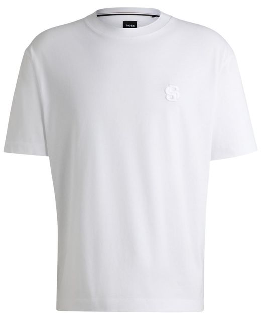 Boss White Boss By Double B Monogram Relaxed-fit T-shirt for men