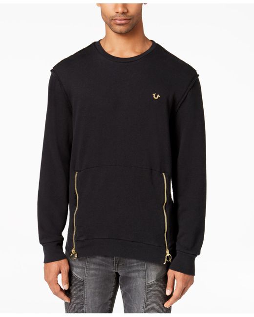 True Religion Black Side-zipper Sweater for men
