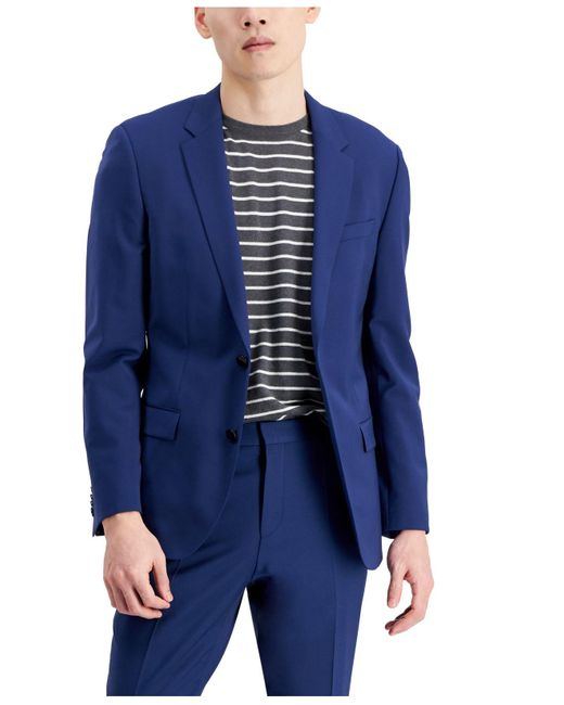 HUGO Wool Slimfit Superflex Stretch Solid Suit Jacket in Bright Blue (Blue) for Men Lyst