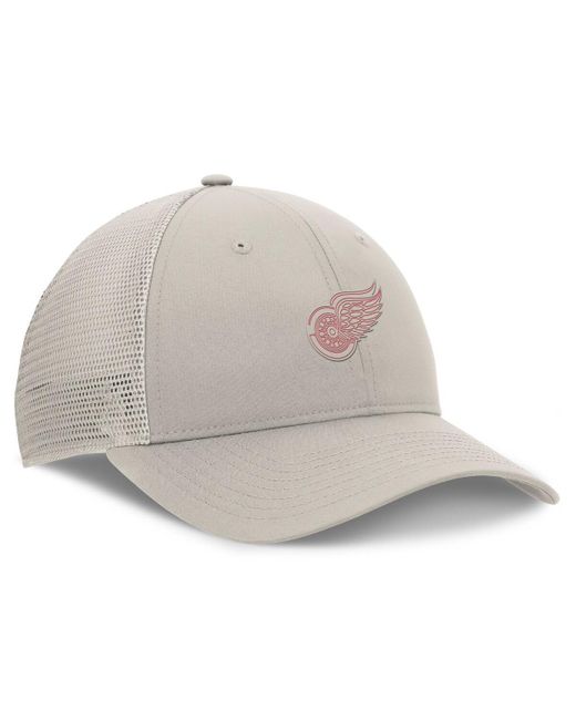 Fanatics Gray Detroit Red Wings Authentic Pro Road Trucker Adjustable Hat