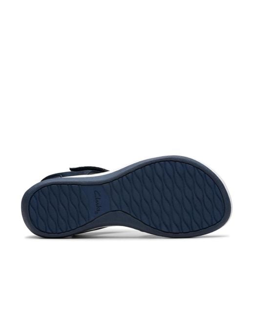 Clarks Blue Arla Daisy Slip On Flat Sandals