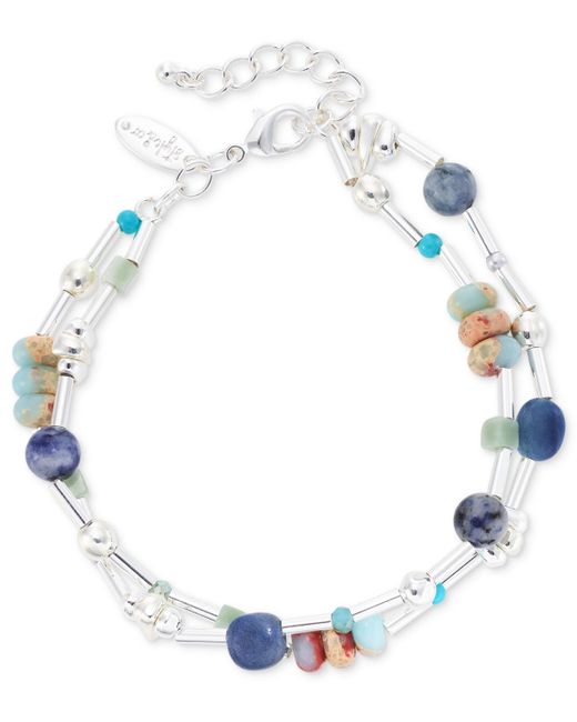 Style & Co. Blue Mixed Bead & Stone Double-row Anklet