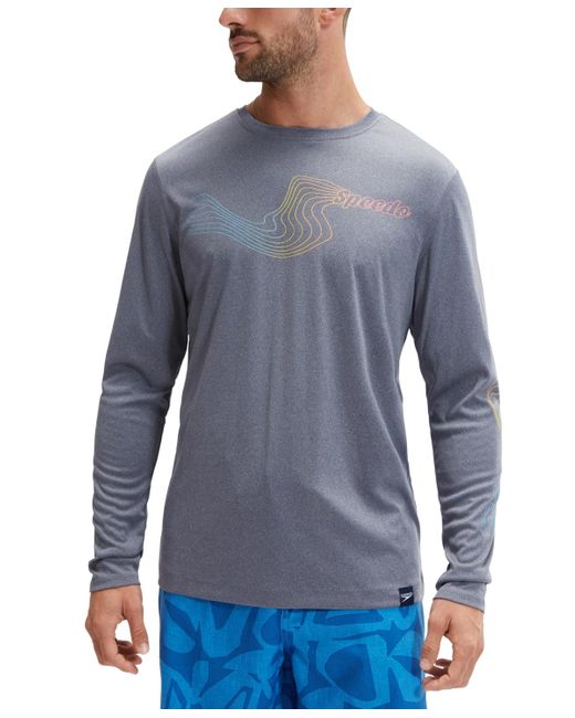 Speedo Blue Long Sleeve Performance Graphic Swim Shirt for men